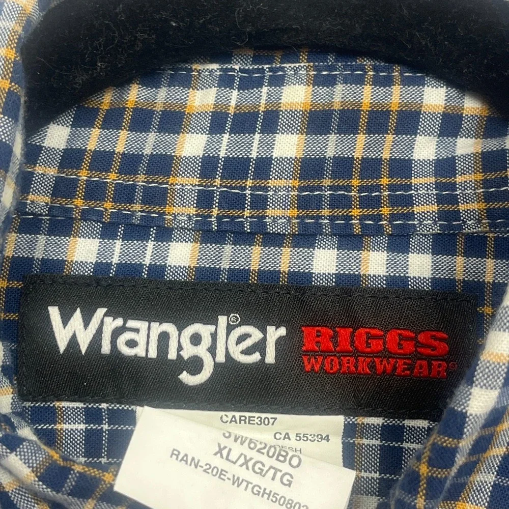 Wrangler Riggs Shirt Men XL Multicolor Buffalo Plaid Cotton Workwear Button Down